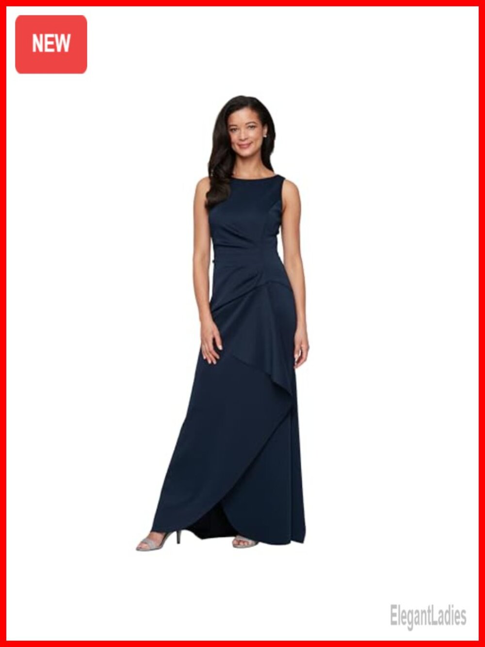Sleeveless Stretch Scuba Crepe Mother of the Bride Dress Tucked Waist Detail
